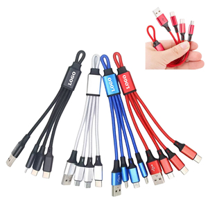 Custom Gadgets Promotional Gifts 3in1 Charging Cable Keychain 2A Portable Multi Fast Charger Cable with Nylon Hook Loop