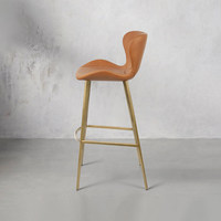 Tabouret de bar en cuir de luxe léger, chaise haute non réglable, design italien importé pour îlot de cuisine et bar, modèle 7268