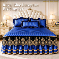Set Sprei Quilted Renda Eropa 3 Potong Bahan Microfiber 300tc Mewah untuk Tempat Tidur King Queen Full Twin Kustom untuk Penggunaan Hotel
