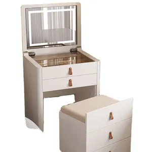 新款现代简约白色床头柜梳妆台小公寓卧室储物抽屉化妆床头柜