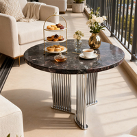 Table d'appoint en pierre naturelle cadre en métal petite table d'angle forme ronde dessus en marbre table basse pour salon