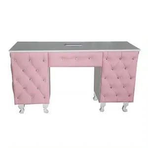 Pink Manicure Nails Desk Table Salon Furniture Nail Bar Care Nail Table With Dust Collector