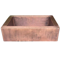 Évier de cuisine rectangulaire en cuivre martelé à la main, style ferme, à cuve unique, surface mate, avec tablier frontal, personnalisable, de luxe