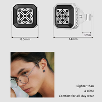 Boucles d'oreilles clous carrées noires pour hommes, en argent sterling 925, hypoallergéniques, serties de zircone cubique, style punk gothique streetwear, bijoux masculins, boucles d'oreilles croix