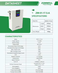 Servicio doméstico 51,2 V 340AH 17.5kWH Lifepo4 Batería de almacenamiento de energía para el hogar Tipo dividido Puerto de comunicación CAN Híbrido para electrodomésticos - Product Image 3