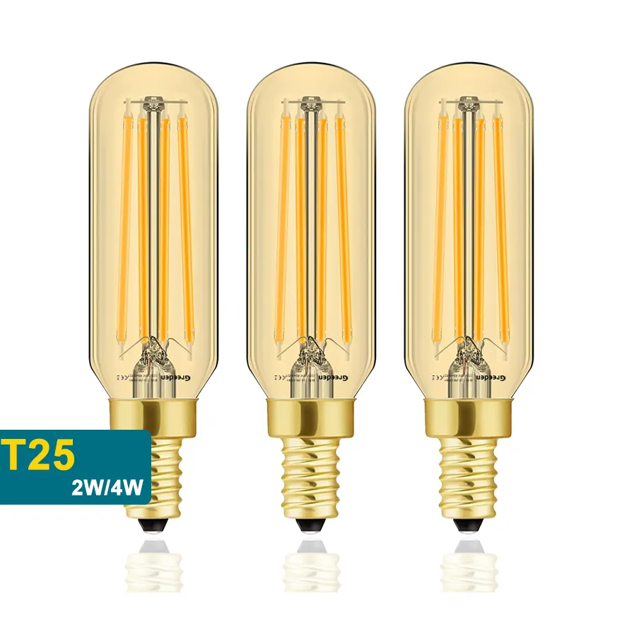 E12 cơ sở ấm 2200K Filament hình ống dẫn hổ phách thủy tinh ánh sáng bóng đèn cho bảng đêm Mặt dây chuyền đèn chùm đèn sàn ánh sáng trong nhà