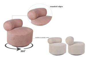 Fauteuil pivotant rose de luxe CARLFORD, fauteuil confortable pour salon, fauteuil d'appoint pour salon - Product Image 4