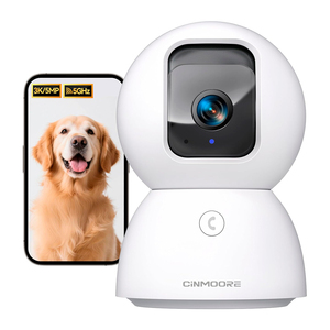 Caméra de sécurité intérieure intelligente CINMOORE 3K avec carte SD 64 Go 360° °   Caméra de surveillance pour personnes âgées/bébés/animaux de compagnie avec vision nocturne couleur et stockage gratuit sur le cloud - Product Image 4