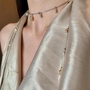 Exquisito Collar de Plata Pura S925 con Diseño Retro Francés, con Forma de Gota de Agua Azul, para Mujer, Cadena de Clavícula Plateada, Estilo Lujoso y Exclusivo - Product Image 2