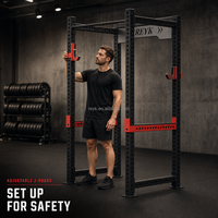 REYK – Support de fitness multifonctionnel en acier pour entraînement de force, avec logo personnalisé, pour salle de sport à domicile, barre de traction, rack à squats et banc