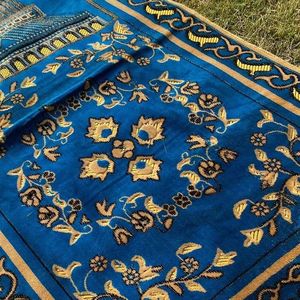 Alfombra de oración floral árabe musulmana tradicional, venta al por mayor de fábrica, felpa, jacquard grueso, cojín suave, poliéster islámico - Product Image 6