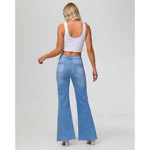 Jean baggy pour <span class=keywords><strong>femme</strong></span> style urbain, coupe harem, jambe large, en modal/coton, décontracté, évasé, délavé moyen - Product Image 2