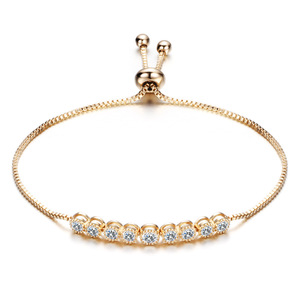 Fashion Minimalist 4.5Mm Single Row Zircon Copper <b>Adjustable</b> <b>Bracelet</b> Rose Gold Silver - Product Image 3