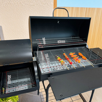 BBQ de style moderne extérieur professionnel et fumeur Combo Iron Barrel Grill Smoker avec Pellet & Wood Premium Powder Coated