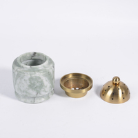 Porte-encens en marbre écologique, brûleur de Bakhoor en pierre naturelle Mubkhar avec couvercle métallique pour la maison ou comme cadeau