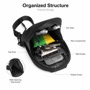 Bolsa Sling Masculina Multifuncional, Mochila de Peito Leve, Bolsa Transversal com Múltiplos Bolsos para Deslocamento e Atividades ao Ar Livre - Product Image 3