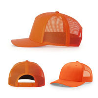 Nieuwe Mode Oranje 5 Stuk Trucker Bedrukt Logo Richardson 882fp Honkbal Net Cap Micro Bocht Langs Aanpasbare Hoeden