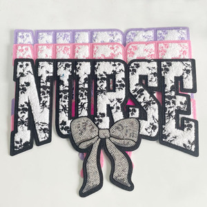 Yüksek kaliteli büyük işlemeli çiçek hemşire şönil yama demir on pullu yay yamalar hemşire kadınlar kız Hoodie dekorasyon için - Product Image 1