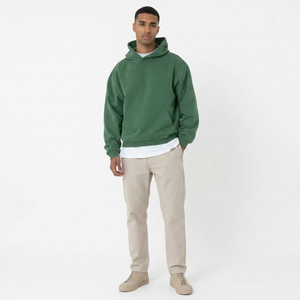 Personalizado Hombres 500Gsm Peso Pesado 100% Algodón French Terry Plain Green Oversized Heavy Hoodies - Product Image 1
