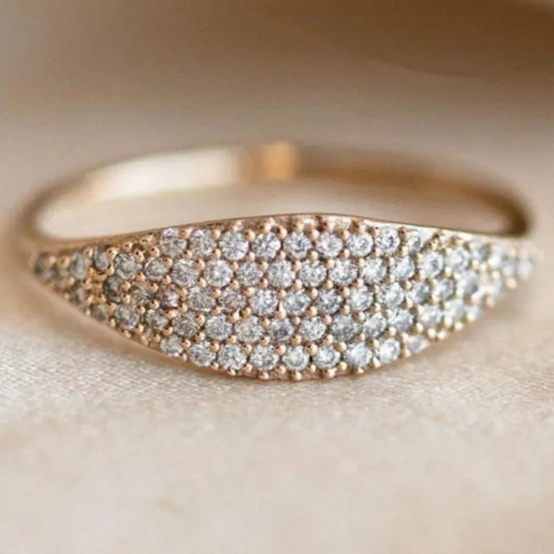 CAOSHI Venda Quente Delicado Simples 6 7 8 9 10 Full imitate Diamond Ring Mulheres 18K Gold Color Micro Set Zircon Anéis em estoque