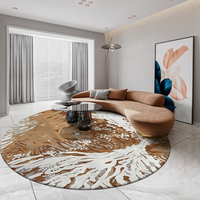 Tapis rond moderne fait main en boucle tuftée, écologique, antidérapant, pour salon, couleur vert et bleu