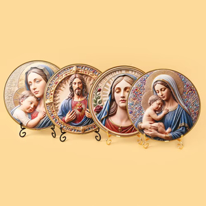 Escultura Relieve 3D de Resina Ecológica Art Deco Religiosa Católica, Adorno de Jesús y la Virgen María, Decoración Navideña para el Hogar RC260 - Product Image 1
