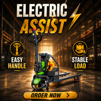 Transpalette électrique mini MOVMES 1,5 tonne avec batterie au lithium, déplaceur latéral hydraulique et pneus pleins