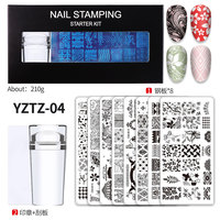 Kit d'estampage de plaques d'art d'ongle, modèle d'ongle personnalisé avec vernis en Gel