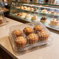 Scatola Trasparente per Pasticcini e Muffin con Vari Scomparti in PET Riciclato di Alta Qualità con Chiusura Sicura per Confezionamento