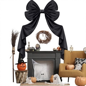 Adorno de puerta festivo de gran tamaño con lazo decorativo y borlas largas, de poliéster, sin impresión. - Product Image 1