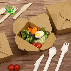Sumkoka BPI thực phẩm dùng một lần container Kraft Hộp Ăn Trưa thức ăn nhanh bao bì Kraft nâu lấy đi thực phẩm container hộp giấy - Product Image 3
