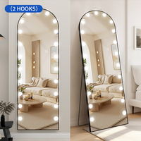 Miroir de maquillage moderne Joystar en gros, 160 cm, avec cadre métallique arqué, interrupteur tactile, ampoules LED à intensité variable, grande capacité