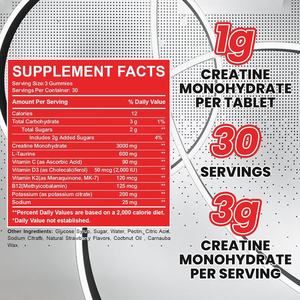 OEM Private Label Créatine Gummies Créatine Monohydrate avec <span class=keywords><strong>BCAA</strong></span> Par Portion pour Hommes et Femmes, Vegan et Sans Sucre - Product Image 3