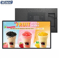 Layar LCD Ultra Tipis 20.5mm 32/43/55/65" untuk Plafon/Dinding, 4K Ultra HD, Kaca Tempered, Smart Android, Remote Control, untuk Mal