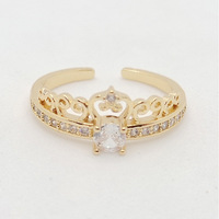 Bague ajustable en acier inoxydable doré argenté avec strass et pierre taille princesse pour femmes et jeunes filles, cadeau d'anniversaire ou de promesse