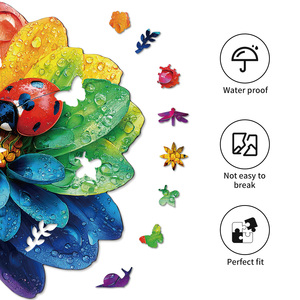 Rompecabezas de madera irregular de Ladybug's Colorful Garden para niños y adultos - Product Image 5