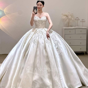 Vestido de Novia de Satén Estilo Princesa, Escote Corazón, Sin Mangas, Espalda con Cordones, Vestido de Gala Lsjj87 - Product Image 5