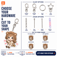 Porte-clés en acrylique personnalisé imprimé anime, acrylique de 2 mm, anneau de clé fendu, découpe personnalisée, vente en gros, OEM ODM, impression couleur vive