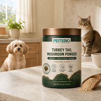 Poudre de champignon queue de dinde PEITEBIO pour chiens et chats avec soutien immunitaire et antioxydant, saveur naturelle de champignon, 120g