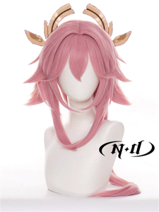 <span class=keywords><strong>Peluca</strong></span> de Cosplay de ND <span class=keywords><strong>Yae</strong></span> <span class=keywords><strong>Miko</strong></span>, Fibra Resistente al Calor, Color Marrón Claro, Versión con Parte Central, Genshin Impact - Product Image 2
