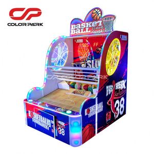 เครื่องเล่นเกมอาร์เคดหยอดเหรียญรุ่นใหม่ สีสันสดใส สำหรับเด็กเล่นสองคน เกมบาสเก็ตบอลและลอตเตอรี่ - Product Image 2