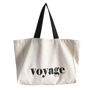 Sac fourre-tout en toile de coton vierge avec poignée en ruban et poche zippée, personnalisable avec logo imprimé - Product Image 1