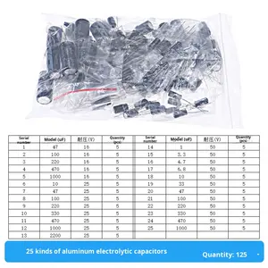 25 <span class=keywords><strong>Condensadores</strong></span> Electrolíticos <span class=keywords><strong>de</strong></span> Aluminio <span class=keywords><strong>Fijos</strong></span> Comunes <span class=keywords><strong>de</strong></span> 16V/25V/50V, Montaje Pasante, 1F 2200F, Paquete Mixto para Reparación, Experimentación y Bricolaje, 1 Año - Product Image 2