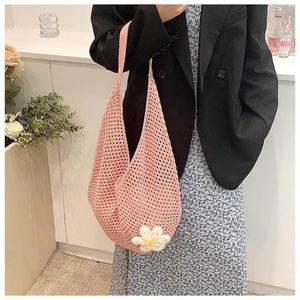 Polyester Crochet Bohemian Tote <b>Bag</b> Hollow Out Flower Decor Arcuate Strap Fashion Shopping Bulk - Product Image 3