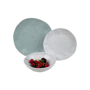 Оптовая продажа, белая посуда неправильной формы, 12 шт., 8-дюймовые 10-дюймовые тарелки, миски для пищевых продуктов, наборы посуды из меламинового бамбукового волокна - Product Image 5