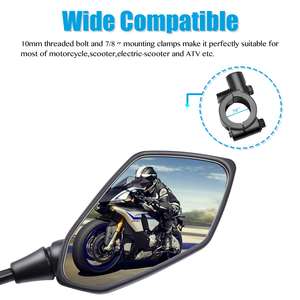 Espejo Retrovisor Universal Ajustable para Motocicleta - Espejo Convexo Rómbico con Tornillo de Rosca a la Derecha de 10 mm, 8 mm, 10 mm - Product Image 5