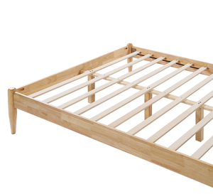 Cadre de lit moderne réglable en bois massif taille Queen avec tête de lit rembourrée en polaire écologique ivoire - Product Image 6