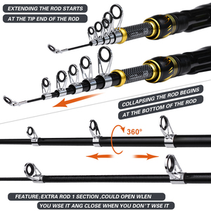 Juego de Cañas de Pescar <span class=keywords><strong>NARON</strong></span> de Carbono para Pesca en Mar, Caña de Largo Alcance, Carrete Giratorio, Juego Completo de Señuelos, Línea, Anzuelos y Equipo de Pesca - Product Image 5