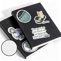 Cuaderno de Papel Cuadriculado con Tapa Blanda Negra Personalizado, Diario de Escritura con Encuadernación Perfecta para la Escuela, Oficina y Notas Diarias
