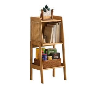 Zhui Zhu Bookshelf Freestanding Rattan Storage Cabinet Space Saving <b>Bookcase</b> For Living Room Or Office - Product Image 4